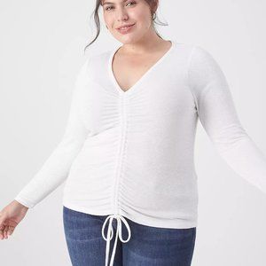 Lane Bryant Ruched Front Fitted Long Sleeve V-Neck 22/24